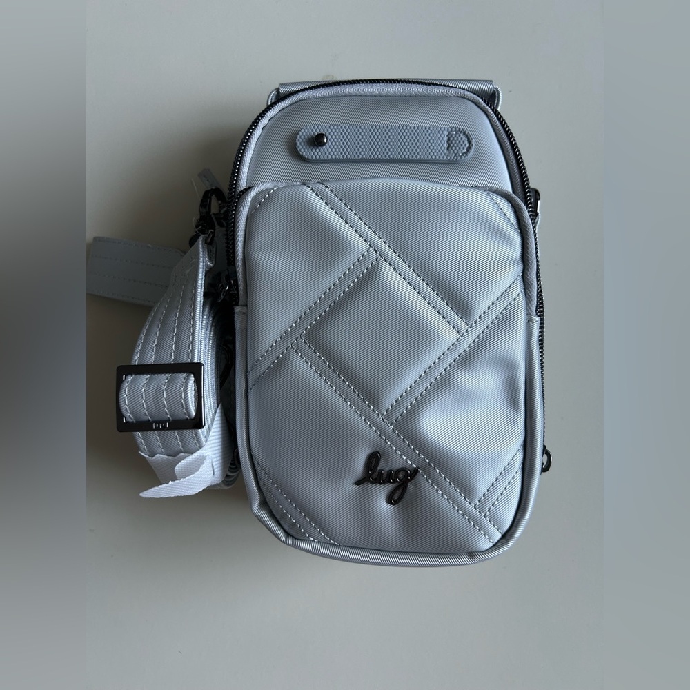 LUG VL SKEETER BRIDGE MINI CROSSBODY SATIN LUXE METALLIC SILVER NWT